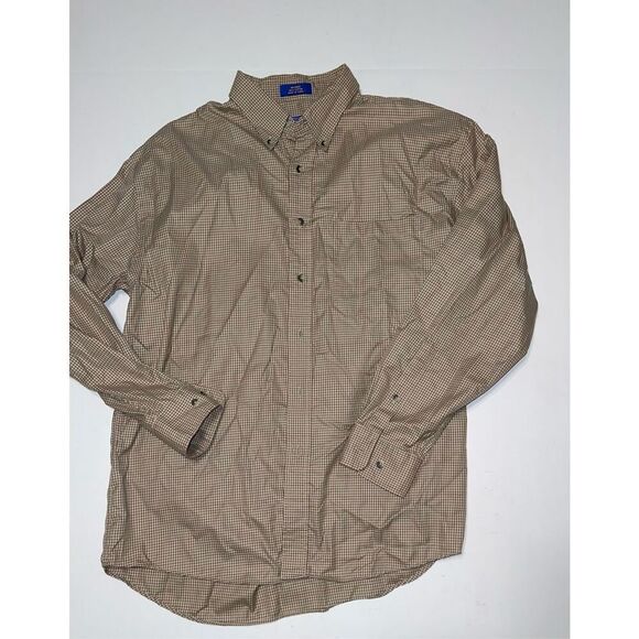 Pendleton Tan  100% Cotton Shirt L Flannel Print‎ Plaid Button Down - Picture 1 of 6